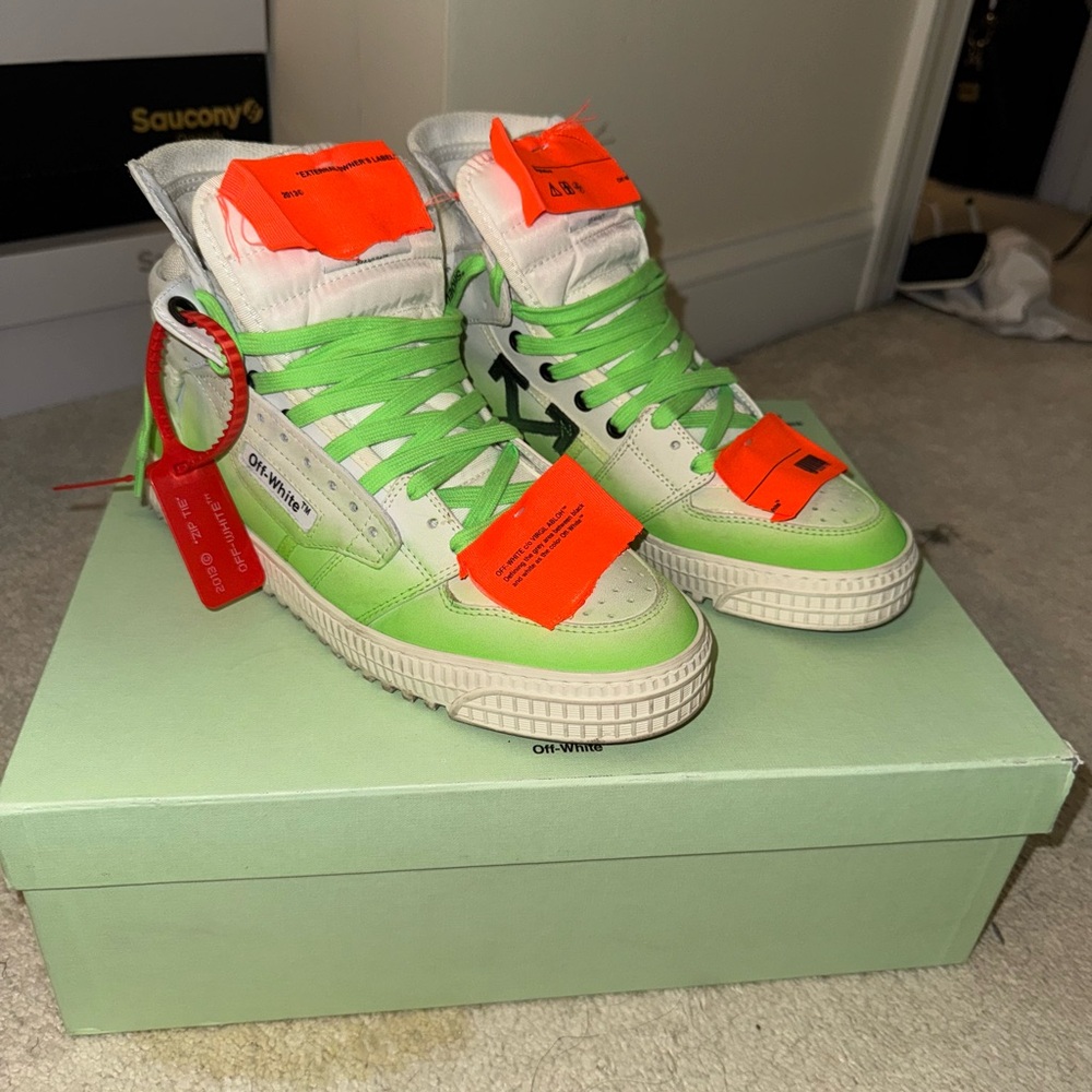 Off-White Lime Green and Orange High-Tops